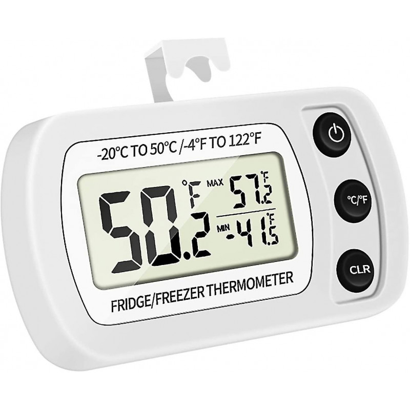 Fridge Thermometer, Ipx3 Waterproof Digital Thermometer For Mini Fridge And Freezer With Hook, Lcd D