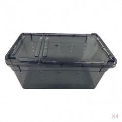 4x Plastic Reptile Breeding Box Spider Feeding Hatching Tank Black
