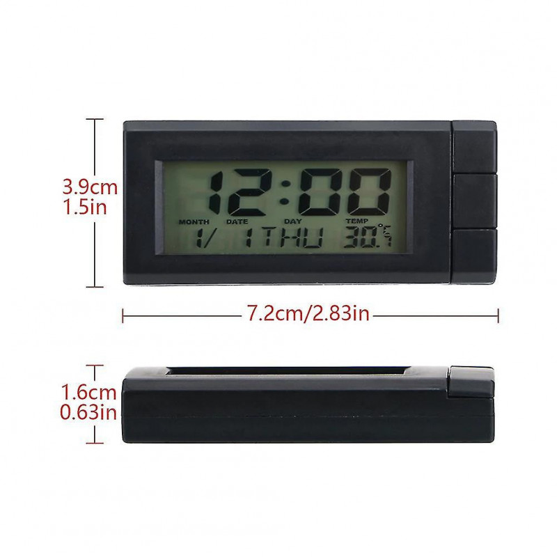 Lcd Digital Accessories For Dashboard Auto Temperature Display Time Car Clock