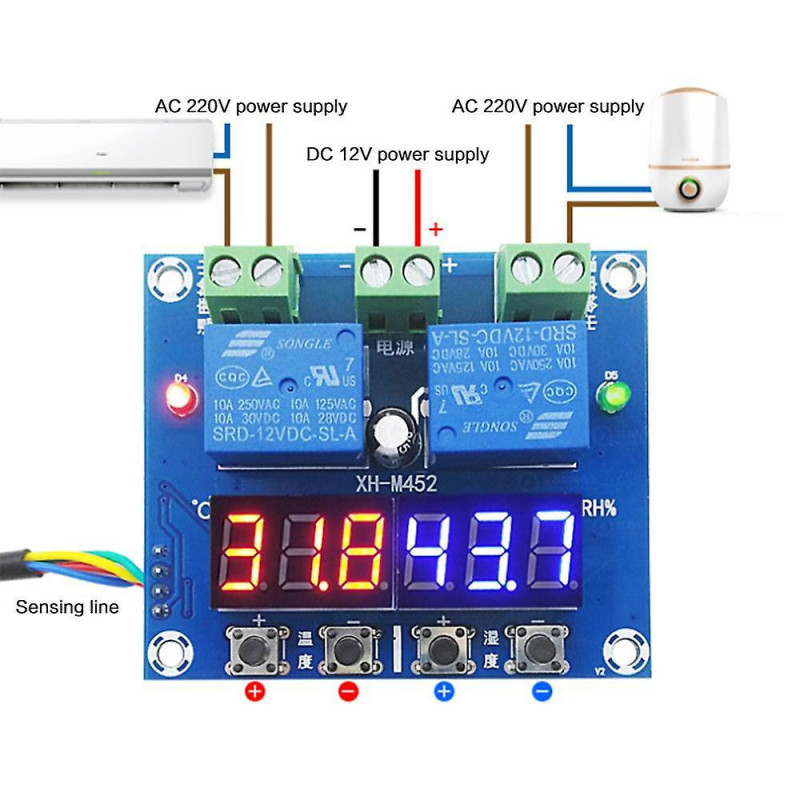 Xh-m452 temperature and humidity control module digital display high precision double output
