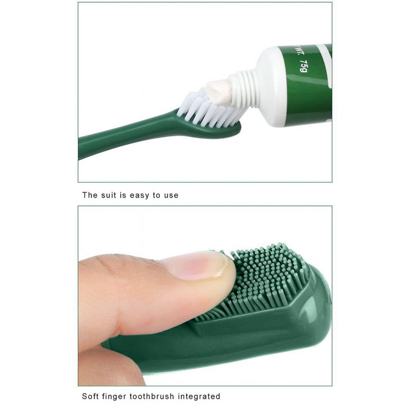 3pcs/set Dog Toothbrushes Set Soft Pet Finger Toothbrush With Toothpaste