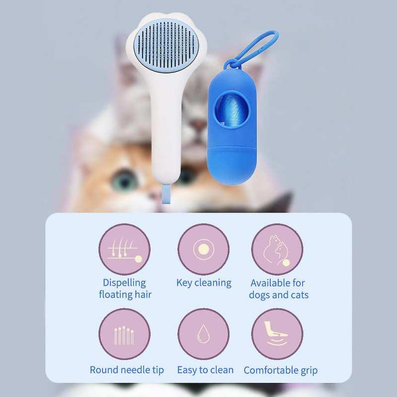 Massage Travel For Shedding Cat Brush Portable With Litter Bag Holder Dog Comb