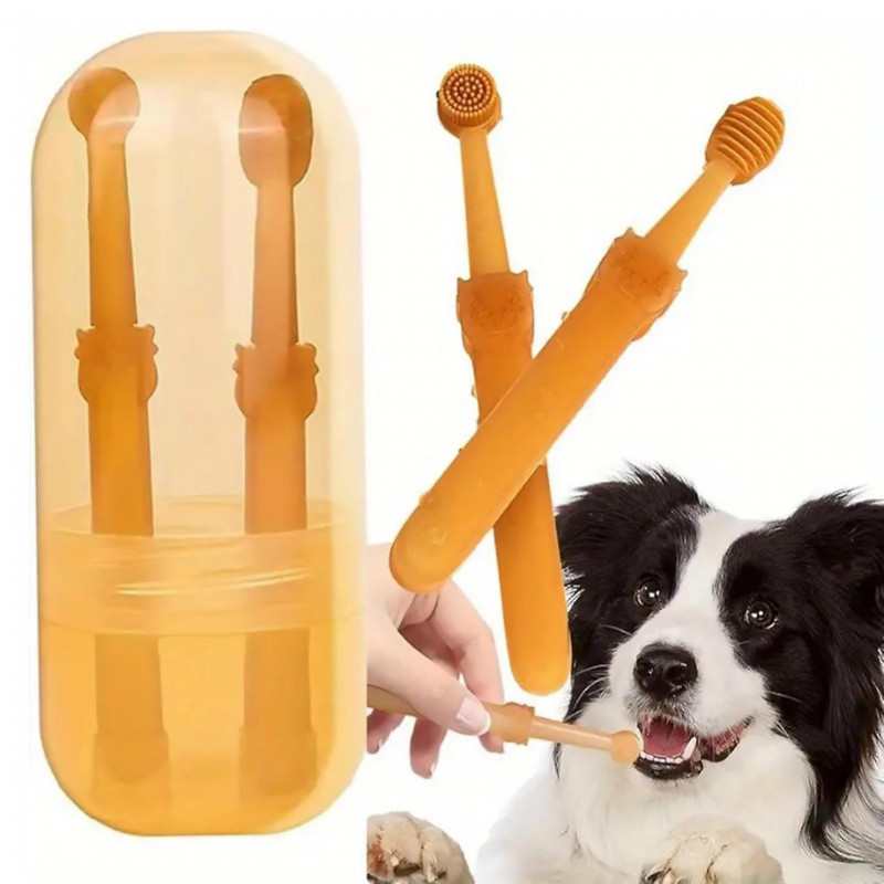 Pet Tongue Brush Set with Toothpaste Freshing Breath Pet Tooth Tools for House