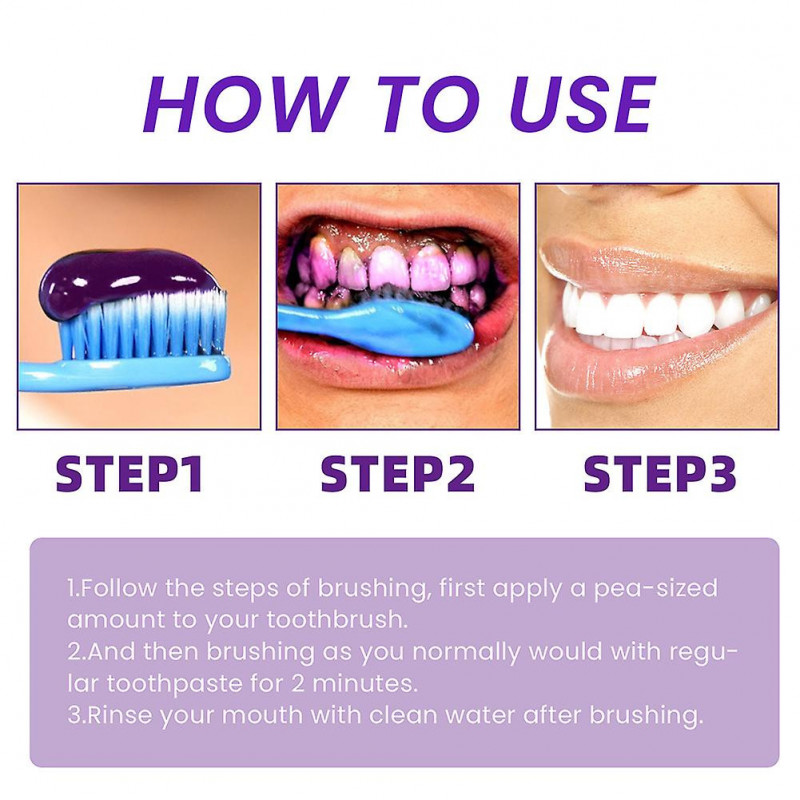 30ML Whitening Purple Mousse Toothpaste Refreshing Breath Teeth Cleaning Whitener