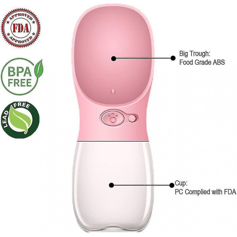 Dog Bottle, Leak Portable Dispenser - With Dispenser For Outdoor Pets, Hi, Traveling (350ml, )