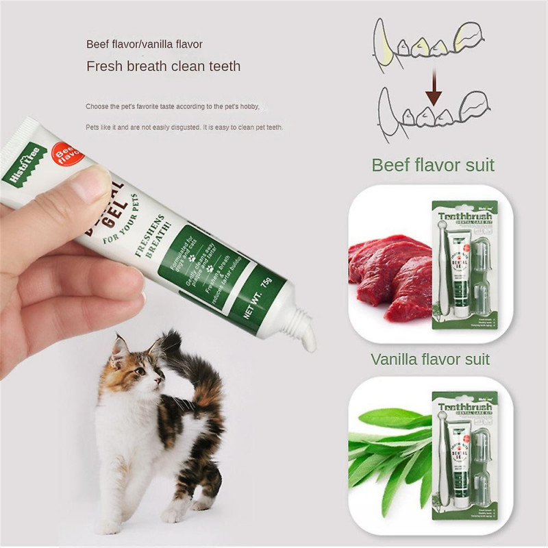 Pet Toothbrush Toothpaste Kit Finger Brush Clean Teeth Mouth Dental Care Cat Dog