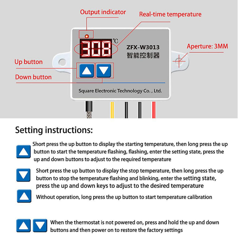 ZFX-W3013 Microcomputer Digital Thermostat 220V 0-999 Digital Display Electronic K-Type Thermocou