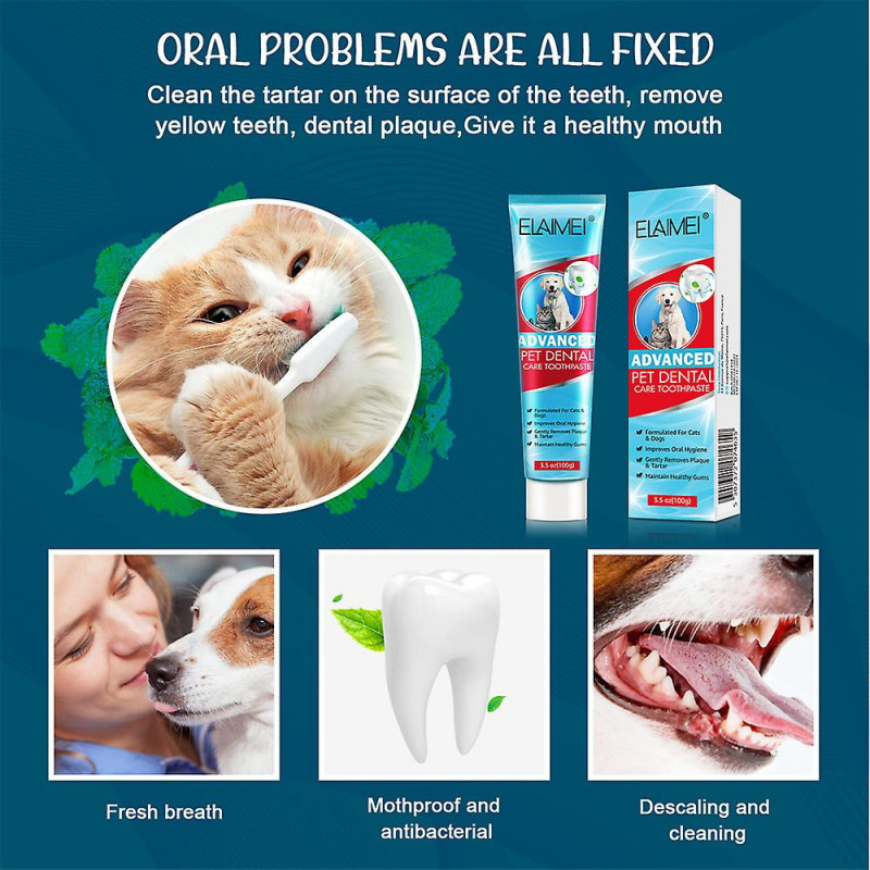 Pet Cat Dog Mint Toothpaste Oral Cleaning Care Supplies Balance Bacteria