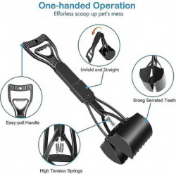 Pet Pooper Scooper, With Durable Spring 24 Inch Long Handle Serrated Cleaning Pickup Clip Poop Scoop For [...]