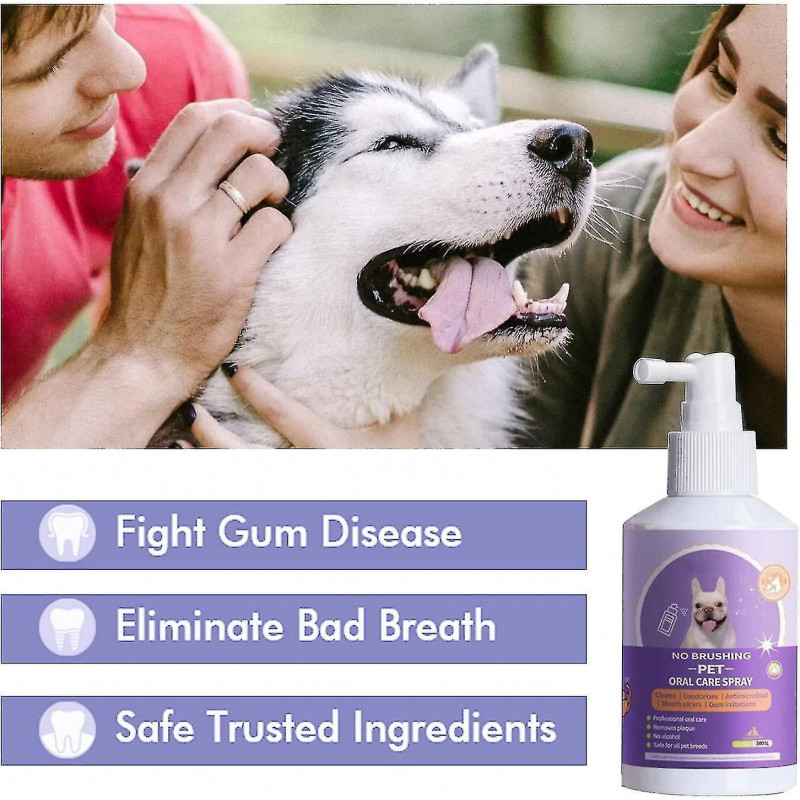 Pet Oral Cleanse Spray, Teeth Cleaning Spray For Dogs & Cats, Pet Breath Freshener Spray Calculus Remove Deodorant
