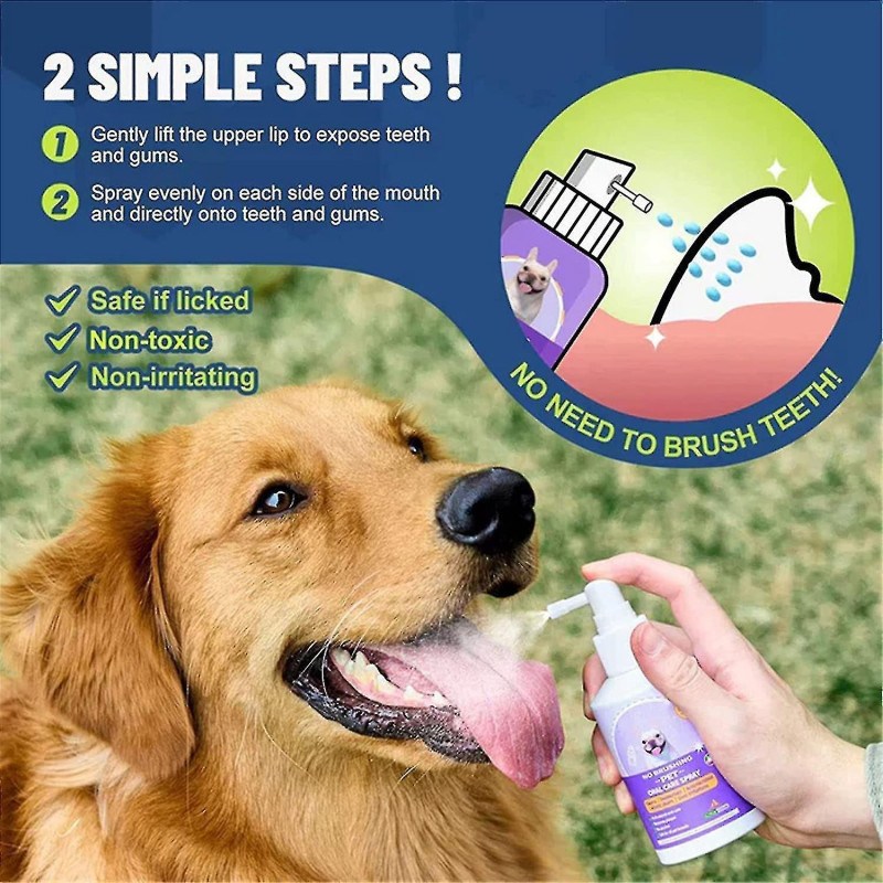 Pet Oral Cleanse Spray, Teeth Cleaning Spray For Dogs & Cats, Pet Breath Freshener Spray Calculus Remove Deodorant