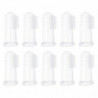 10 Sets Pet Finger Toothbrushes Silicone Pet Toothbrushes Pet Supply (White)