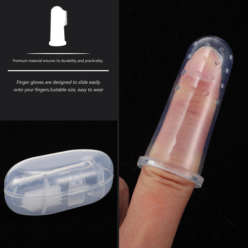 10 Sets Pet Finger Toothbrushes Silicone Pet Toothbrushes Pet Supply (White)