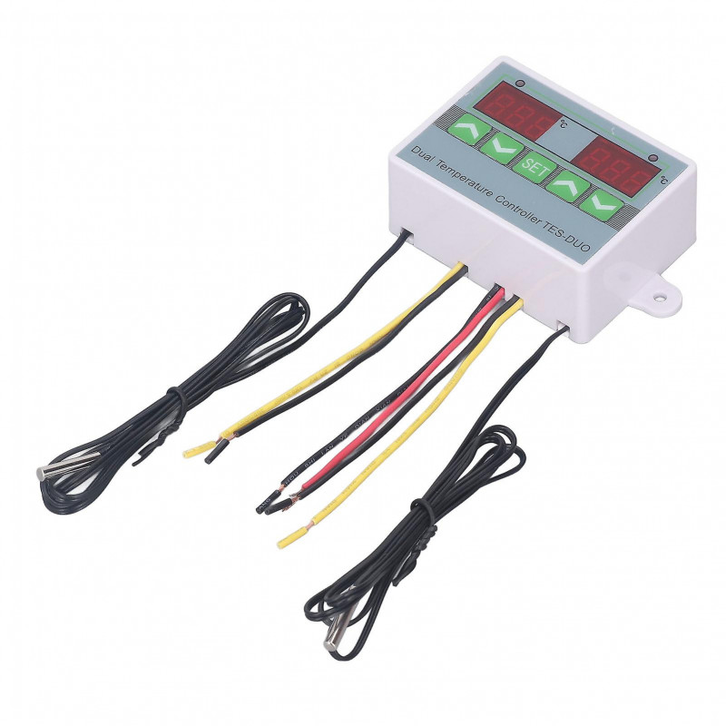 Dual Temperature Controller Waterproof Digital Thermostat With Data Storage For Reptile Refrigerator Freezer