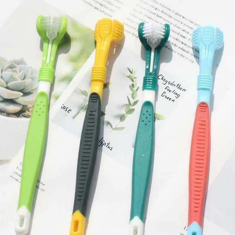 Three Sided Dog Toothbrush Reduce Tartar / Pet Cat Teeth Cleaning Oral Care