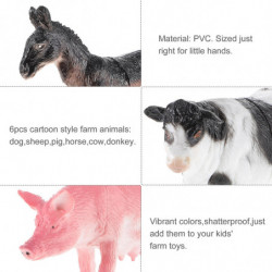 6pcs Model Farm Animal Figures Toy Pig Dog Cow Sheep Horse Donkey