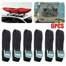 SET OF 6 LASHING STRAPS CARGO LUGGAGE TIE DOWN CAM BUCKLE ROOF RACK 2.5M x 25MM