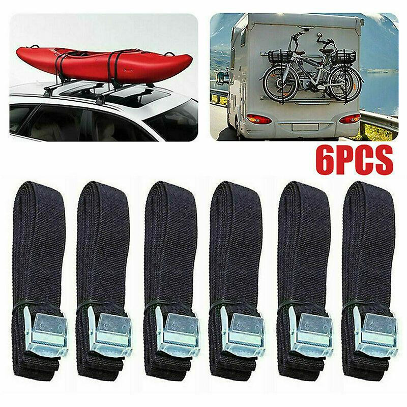 SET OF 6 LASHING STRAPS CARGO LUGGAGE TIE DOWN CAM BUCKLE ROOF RACK 2.5M x 25MM