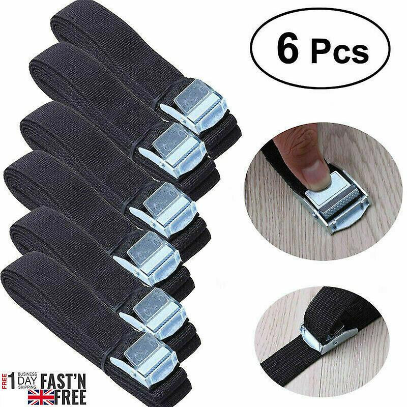 SET OF 6 LASHING STRAPS CARGO LUGGAGE TIE DOWN CAM BUCKLE ROOF RACK 2.5M x 25MM