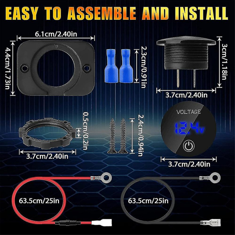 Led Digital Voltmeter With Contact Switch,dc 12v 24v Car Voltmeter Led Digital Display Waterproof