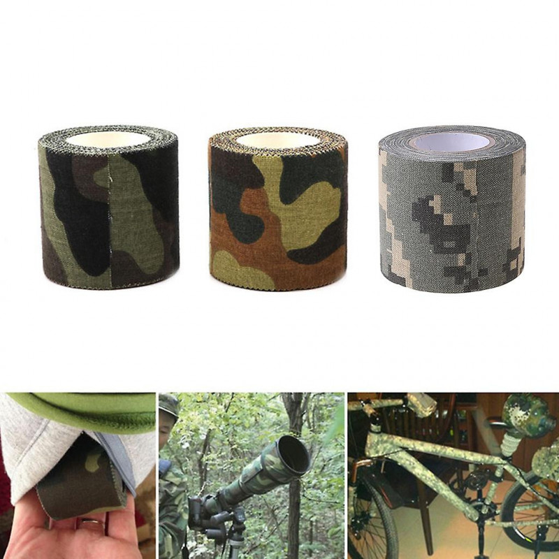 Self-adhesive Non-woven Camouflage Cohesive Camping Hunting Camo Tape 5M