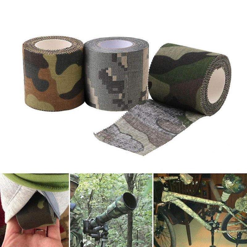 Self-adhesive Non-woven Camouflage Cohesive Camping Hunting Camo Tape 5M