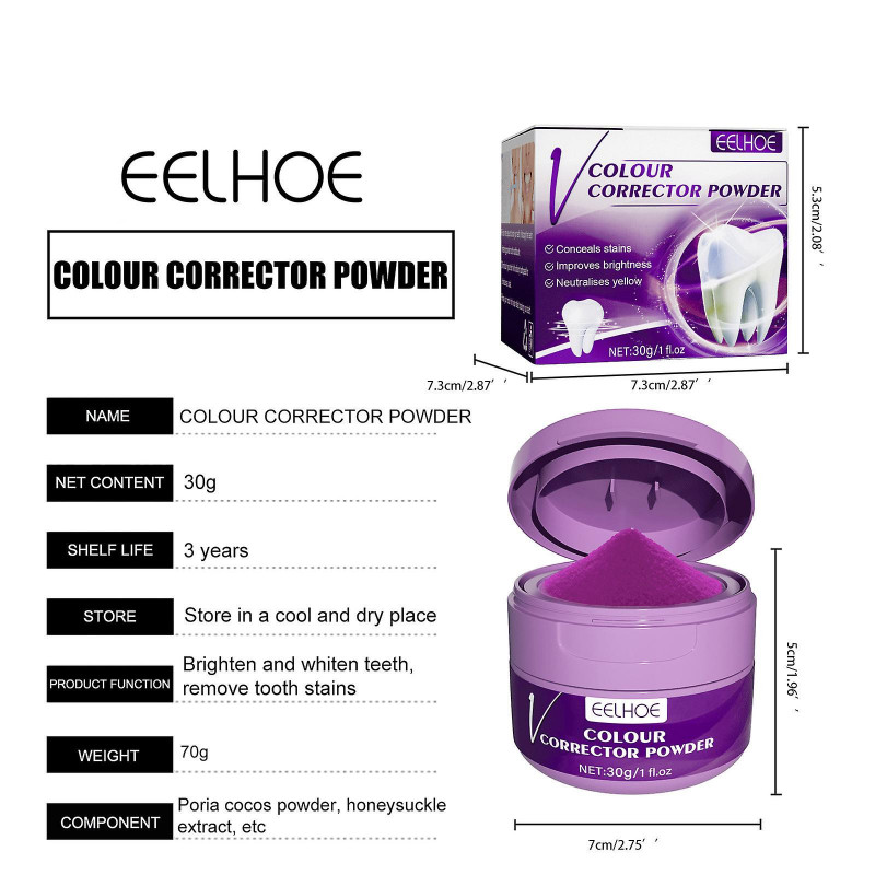 Colour Corrector Powder,Whiten And Clean Teeth, Stains And Dirt, Freshen Oral Plaque, And Clean Tooth Washing Powder