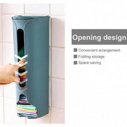 Kitchen Wall-Mounted Plastic Bag Storage Holder Garbage Pouch Saver Organizer Dispenser, Dark Blue Kitchen Wall-Mounted Plastic Bag Storage Holder Garbage Pouch Saver Organizer Dispenser, Dark Blue