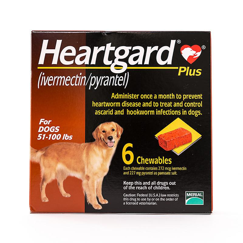 Comprimés à croquer HEARTGARD Plus (brun) pour chiens 51-100lbs(23-45kg), Pack de 6