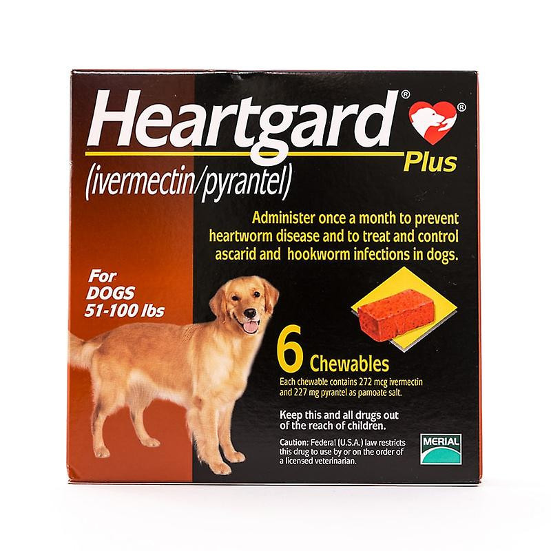 Comprimés à croquer HEARTGARD Plus (brun) pour chiens 51-100lbs(23-45kg), Pack de 6