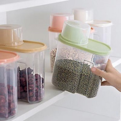 1.9l Plastic Airtight Jar With Lid Cereal Container For Storage (green)