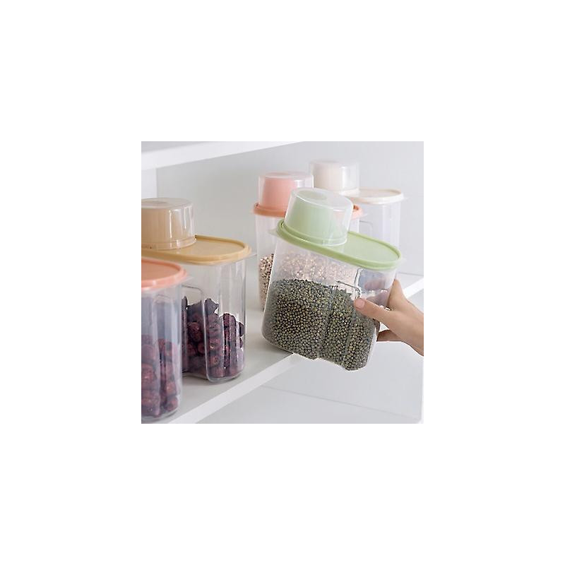 1.9l Plastic Airtight Jar With Lid Cereal Container For Storage (green)