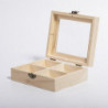 Wooden Tea Bags Storage Box Container With Glass Top 15x13x5cm 4 Sections