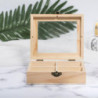 Wooden Tea Bags Storage Box Container With Glass Top 15x13x5cm 4 Sections