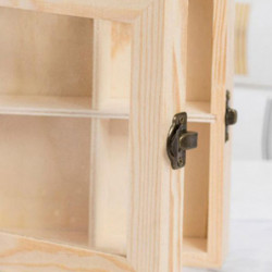 Wooden Tea Bags Storage Box Container With Glass Top 15x13x5cm 4 Sections