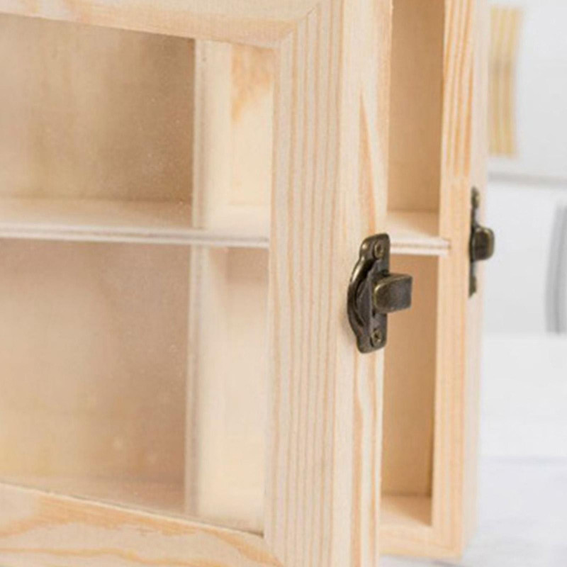 Wooden Tea Bags Storage Box Container With Glass Top 15x13x5cm 4 Sections