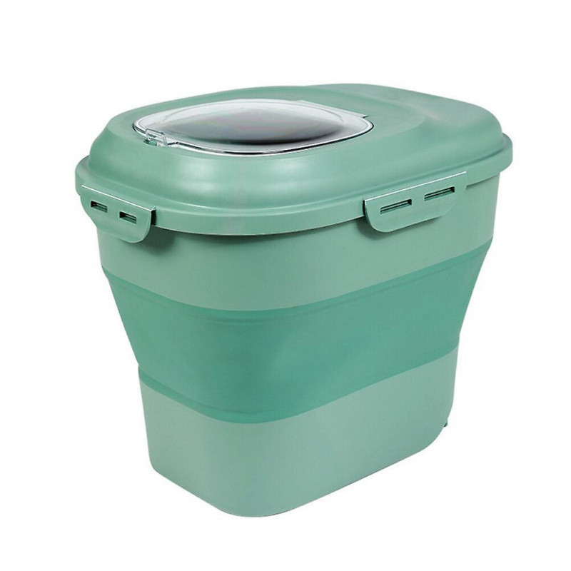 1pc Moisture-proof Sealed Pet Food Bucket Fresh-keeping Food Storage Box (green)