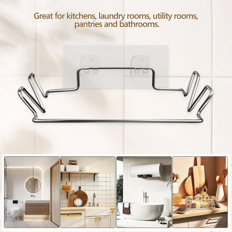 4 Sets Of Stainless Steel Trash Bag Holders With Stickers For Kitchen And Bathroom