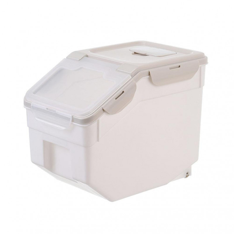 Pet Food Container Moisture Proof Dustproof Dry Food Bucket Storage Case Containers Size L (beige)