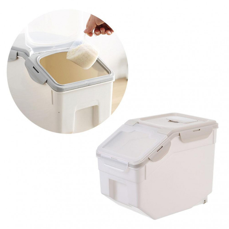 Pet Food Container Moisture Proof Dustproof Dry Food Bucket Storage Case Containers Size L (beige)