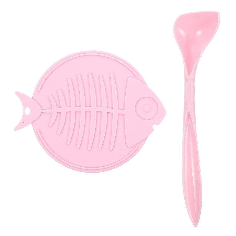 1 Set Of Pet Food Can Cover Pet Feeding Food Lid Spoon Kit Can Cover With Scoop (pink)
