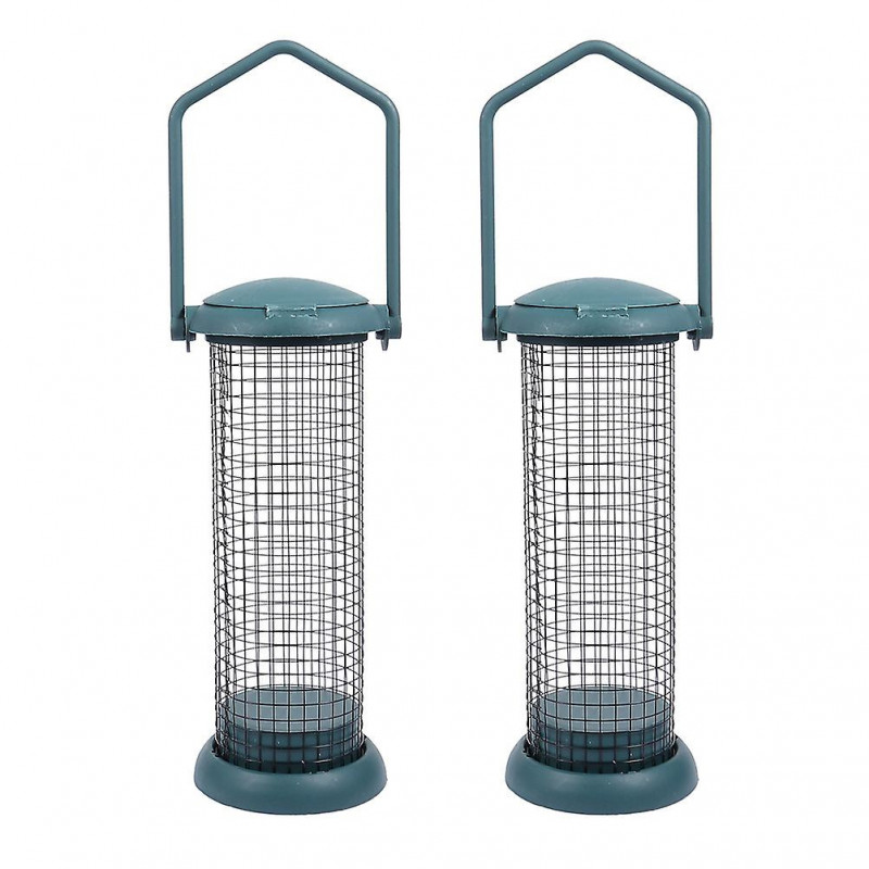 2pcs Bird Food Dispenser Container Metal Bird Feeder Pet Supplies (Green)