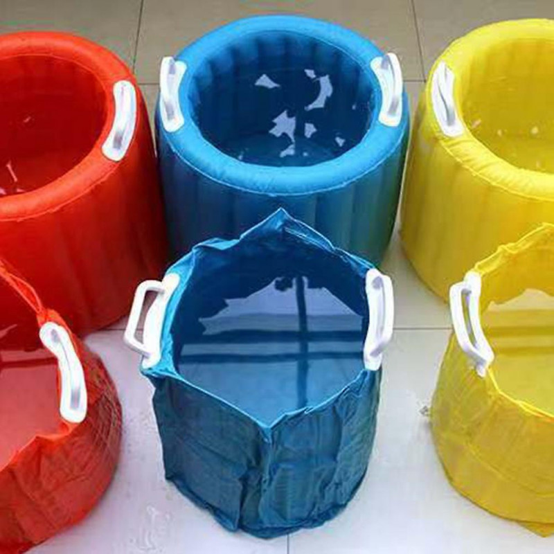 Outdoor Multi-functional Porable PVC Inflatable Ice Bucket Foldable Bucket Storage Bucket (Blue)