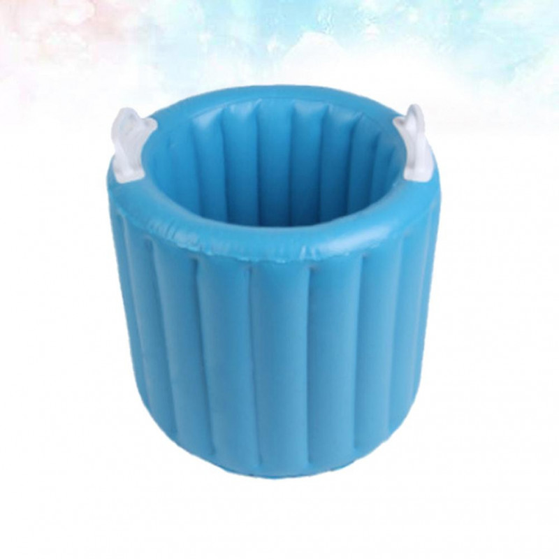 Outdoor Multi-functional Porable PVC Inflatable Ice Bucket Foldable Bucket Storage Bucket (Blue)