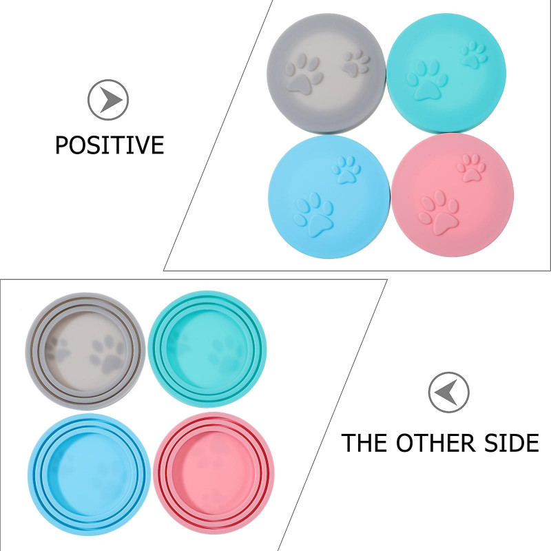4pcs Cat Food Can Lids Silicone Small Pet Food Can Lids for Wet Food Container