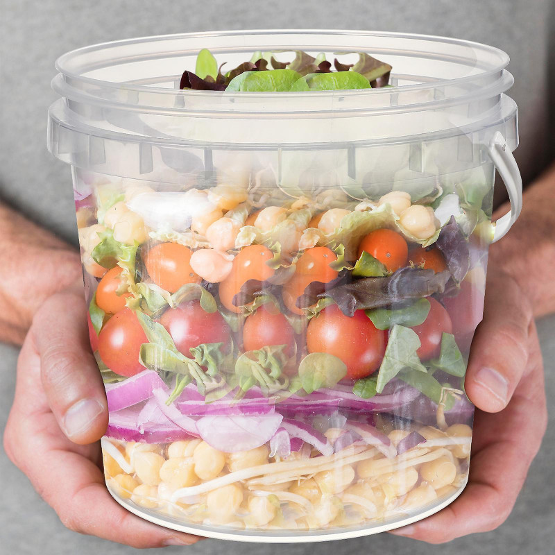 4pcs Réservoir de stockage transparent seau de crème glacée avec couvercle