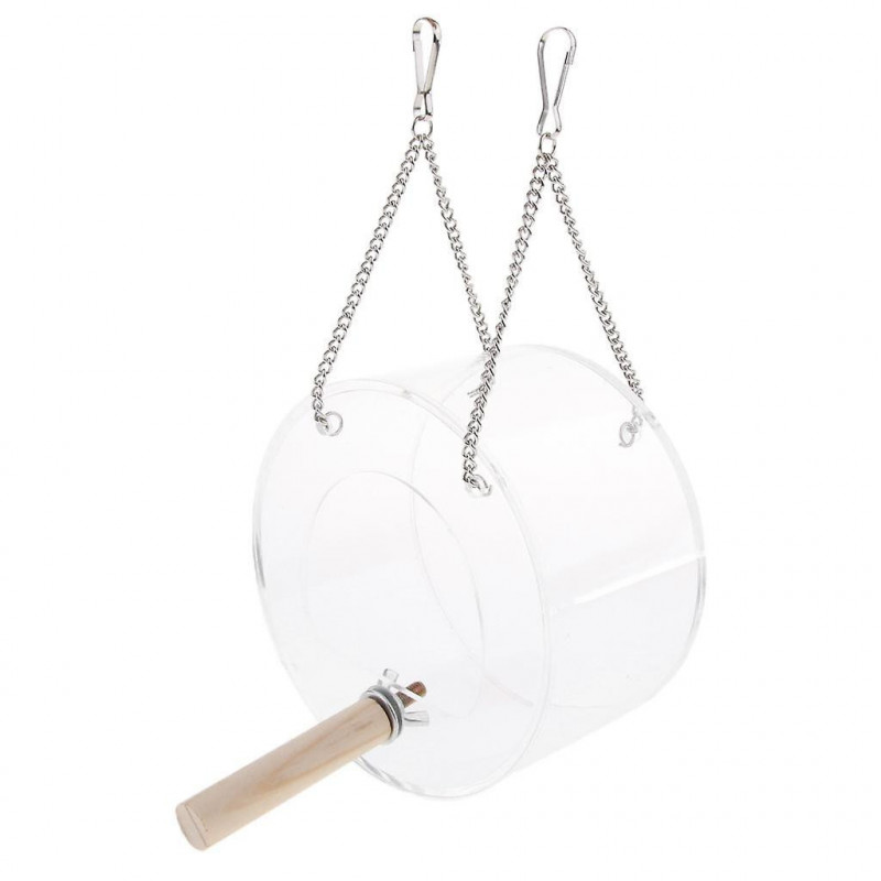 Clear Acrylic Bird Feeder Food Box Anti-scatter Parrot Feeder Round