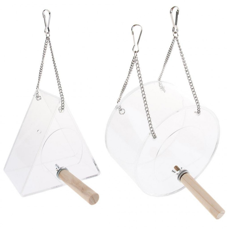 Clear Acrylic Bird Feeder Food Box Anti-scatter Parrot Feeder Round