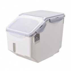 Plastic Rice Storage Bucket Food Grain Seal Locking Lid Organizer Utensils Gray 10kg