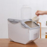 Plastic Rice Storage Bucket Food Grain Seal Locking Lid Organizer Utensils Gray 10kg
